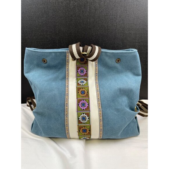 Handbags - Women's Blue Denim Canvas Backpack SKU 3748